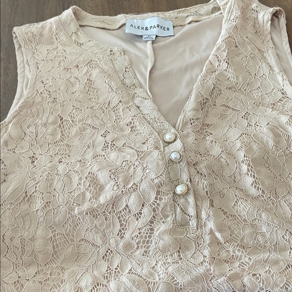 Parker Tops - Parker Lace Trim Sleeveless Shell in Blush Beige